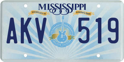 MS license plate AKV519