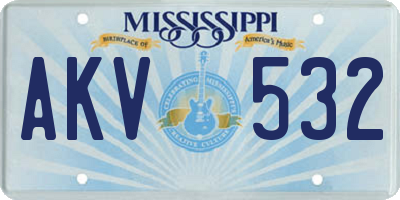 MS license plate AKV532