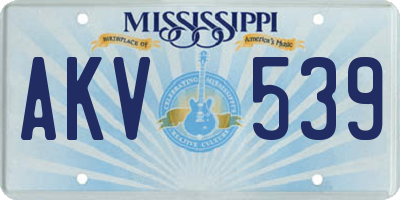 MS license plate AKV539