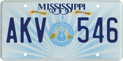 MS license plate AKV546
