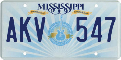MS license plate AKV547