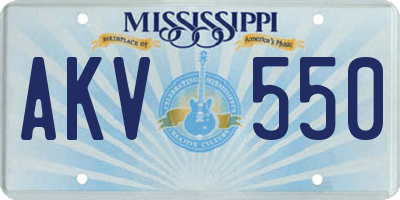 MS license plate AKV550
