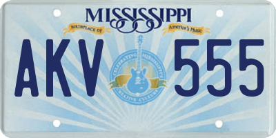 MS license plate AKV555