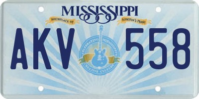 MS license plate AKV558