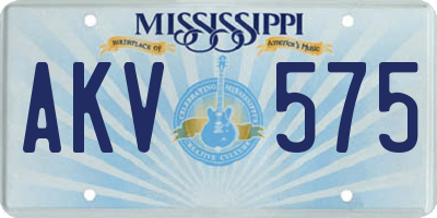 MS license plate AKV575
