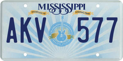 MS license plate AKV577
