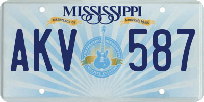 MS license plate AKV587