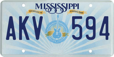 MS license plate AKV594