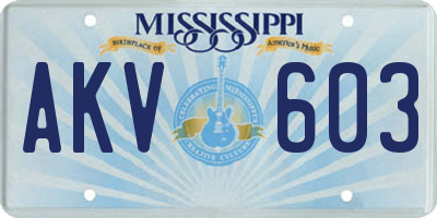 MS license plate AKV603