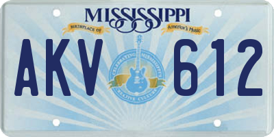 MS license plate AKV612