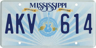 MS license plate AKV614