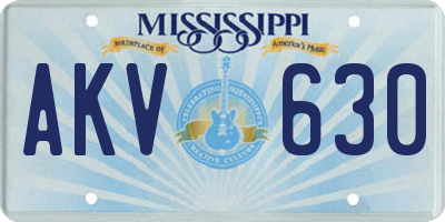 MS license plate AKV630