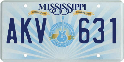 MS license plate AKV631