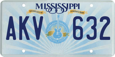 MS license plate AKV632