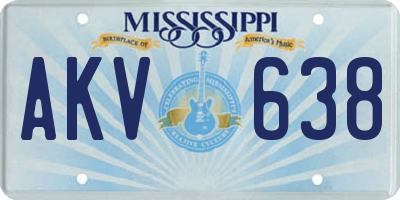 MS license plate AKV638