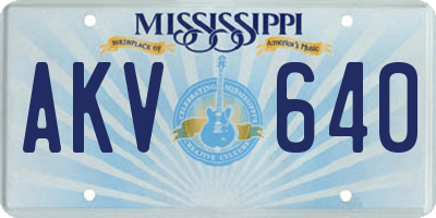 MS license plate AKV640