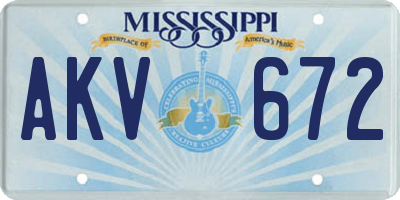 MS license plate AKV672