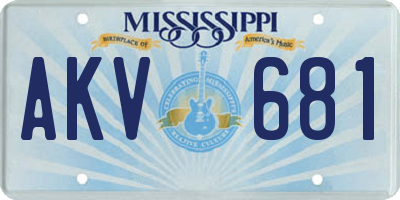 MS license plate AKV681