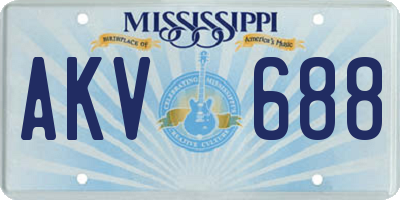 MS license plate AKV688