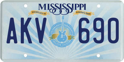 MS license plate AKV690