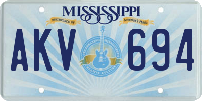MS license plate AKV694