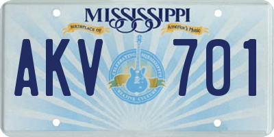 MS license plate AKV701
