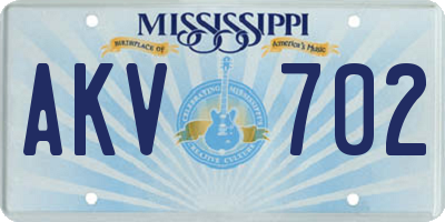 MS license plate AKV702