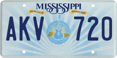 MS license plate AKV720
