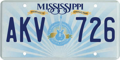 MS license plate AKV726