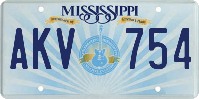 MS license plate AKV754