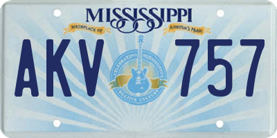 MS license plate AKV757