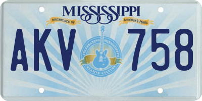 MS license plate AKV758