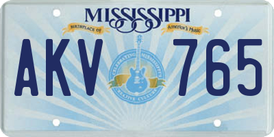 MS license plate AKV765
