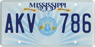 MS license plate AKV786