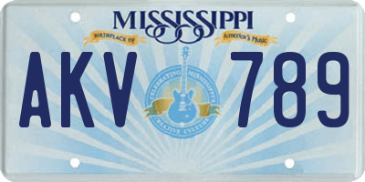 MS license plate AKV789