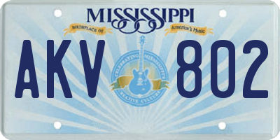 MS license plate AKV802