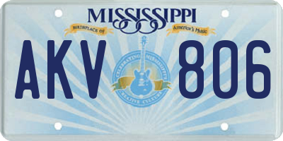 MS license plate AKV806