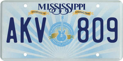 MS license plate AKV809