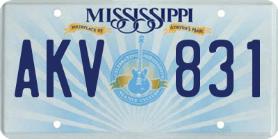 MS license plate AKV831