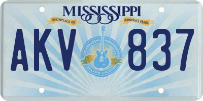 MS license plate AKV837