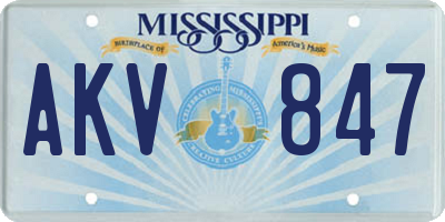 MS license plate AKV847