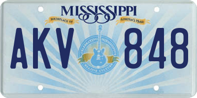 MS license plate AKV848