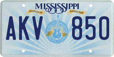 MS license plate AKV850