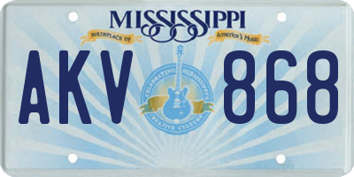 MS license plate AKV868