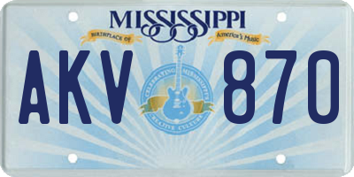 MS license plate AKV870
