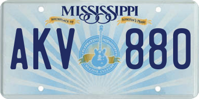 MS license plate AKV880