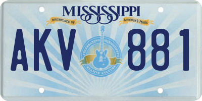 MS license plate AKV881