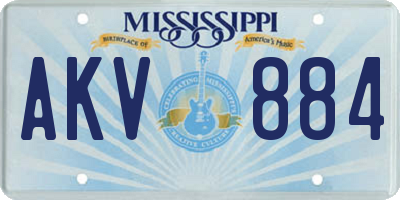 MS license plate AKV884