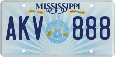 MS license plate AKV888