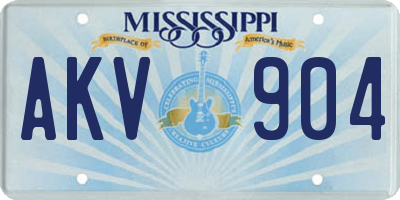 MS license plate AKV904